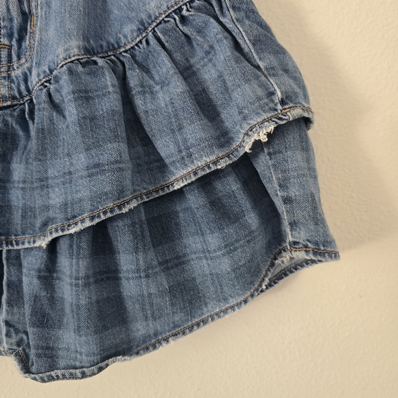 American Eagle Ruffle Tiered Denim Skirt 00 - Picture 3 of 6